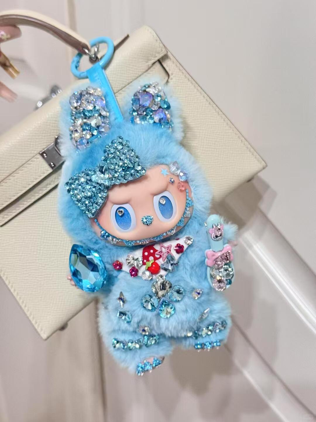Labubu Swarovski Diamond Blue Hope Tie-Dye Customization