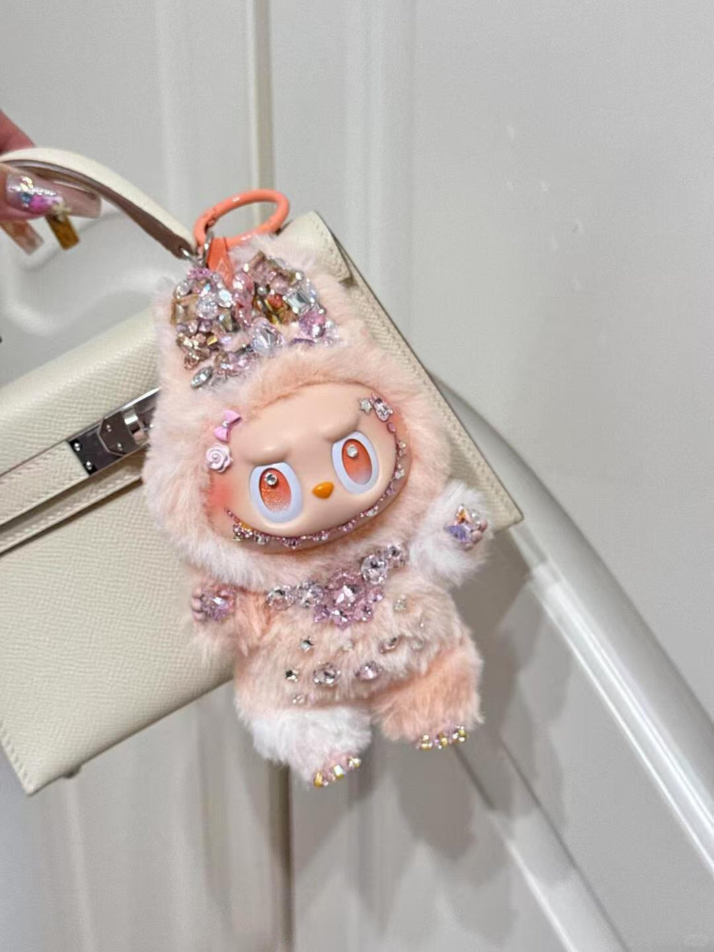 Labubu Swarovski Diamond Orange Joy Customization