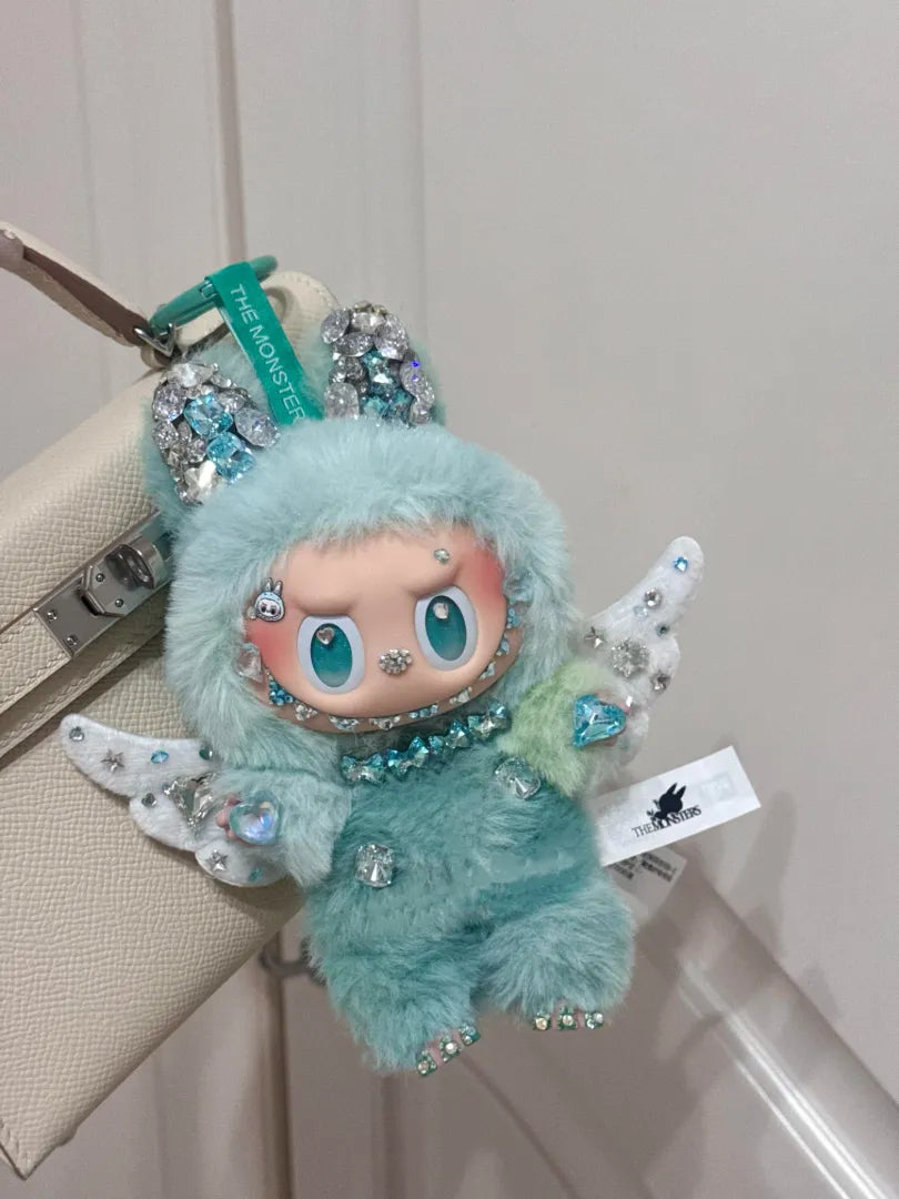 Labubu Swarovski Diamond Blue Angel of Hope Customization