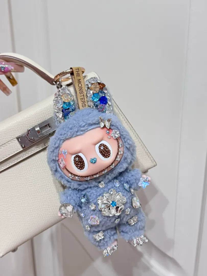 Labubu Swarovski Diamond Blue Luxury Style Customization
