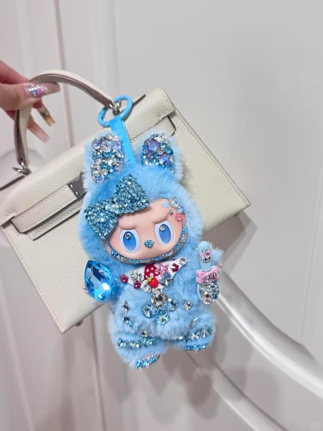 Labubu Swarovski Diamond Blue Hope Tie-Dye Customization